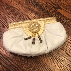 New York New York White & Gold Leather Bag Vintage